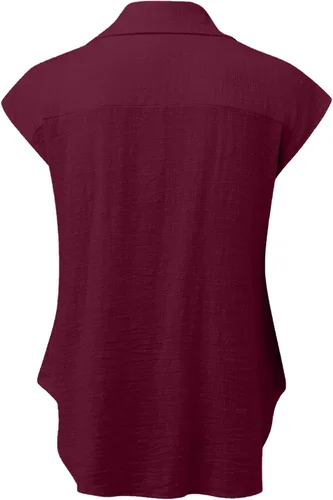 Vista 60 de Ceboyel Camisas para mujer de moda de verano, algodón, lino, manga corta, cuello con botones, blusa casual para mujer 2023