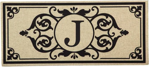 Vista 12 de Evergreen Flag Cambridge Monogram Letra A Burlap Sassafras Switch Mat 22" x 10