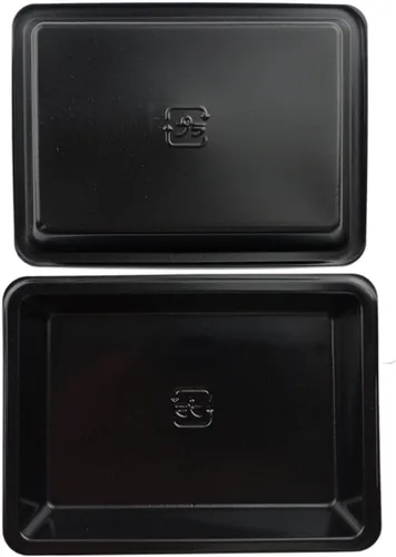 Vista 5 de Paquete de 100 platos rectangulares desechables de plástico para Negro