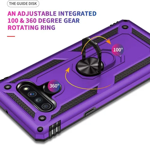 Vista 5 de Funda compatible con LG Stylo 6, con protector de pantalla HD, funda protectora de grado militar con anillo de metal giratorio de 360 grados, funda