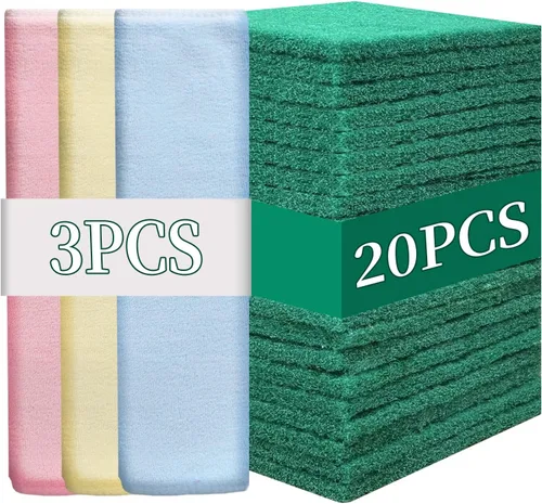 Vista 9 de Esponjas de limpieza pesadas antiarañazos, esponja de limpieza de platos, herramienta de limpieza reutilizable verde para el hogar, para cocina