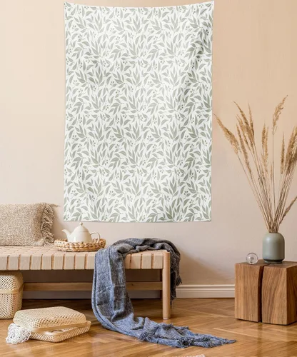 Vista 29 de Lunarable Tapiz japonés, Geisha joven en kimono con maquillaje oriental tradicional de Sakura, decoración de tela para colgar en la pared