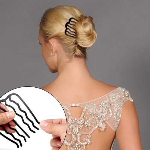 Vista 5 de 12 peines laterales para el cabello, pinzas para horquillas, alfileres, accesorios estilo francés, herramienta de peinado de dientes en forma de U