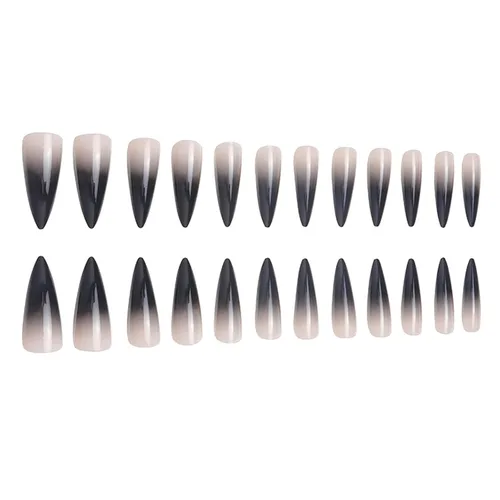 Vista 3 de SINHOT - Juego de 24 uñas postizas a presión extralargas, con forma de almendra, acrílicas, con pegamento, de cobertura completa, con diseños