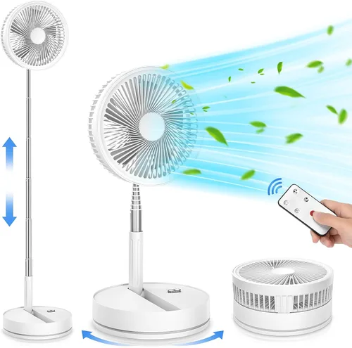 Vista 10 de LIPETY Ventilador Oscilante Recargable Portátil Plegable - 9" Batería de 7200mAh Operado por USB C Ventilador Pequeño con Control Remoto, Ventilador