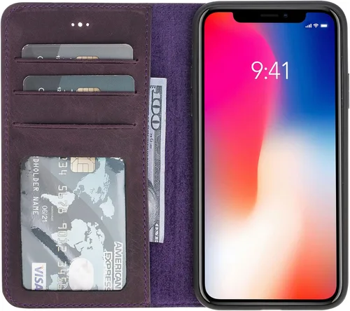 Vista 35 de HARDISTON Compatible con iPhone 7 Plus / 8 Plus Funda Cartera, Hecha a Mano de Cuero Genuino, Funda Magnética Desmontable con Tapa Abatible