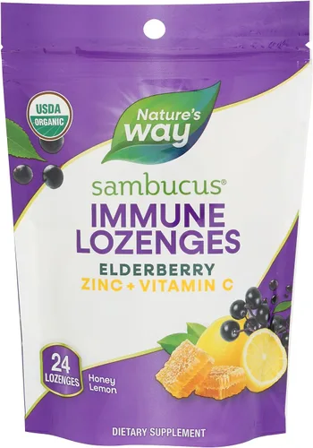 Vista 4 de Nature's Way Sambucus Pastillas de zinc con saúco y vitamina C, sabor miel y limón, 24 pastillas