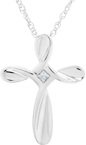 Vista 17 de Boston Bay Diamonds Sterling Silver Infinity Birthstone Cross Necklace 01 de enero - Granate genuino
