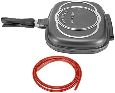 Vista 2 de CHICIRIS Sartén de doble cara, sartén de aluminio para cocina, parrilla doble multiusos para tortilla de huevo, sándwich, carne, barbacoa, panini