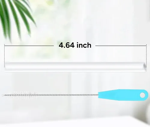 Vista 2 de CampTek Pajitas de repuesto compatibles con YETI Rambler Jr. botella de agua para niños de 12 onzas, incluye 5 popotes sin BPA y 1 cepillo