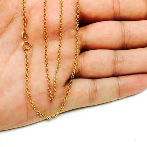 Vista 5 de Jewelry Affairs Collar de cadena de eslabones Rolo redondo de oro amarillo de 10 quilates, 0.075 in