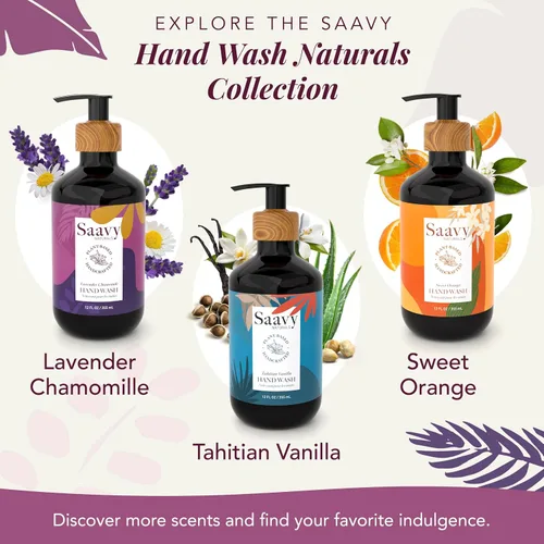Vista 7 de Saavy Naturals Bomba de jabón líquido de manos y manzanilla lavanda, jabón líquido hidratante para manos con aloe vera, aceites esenciales y más