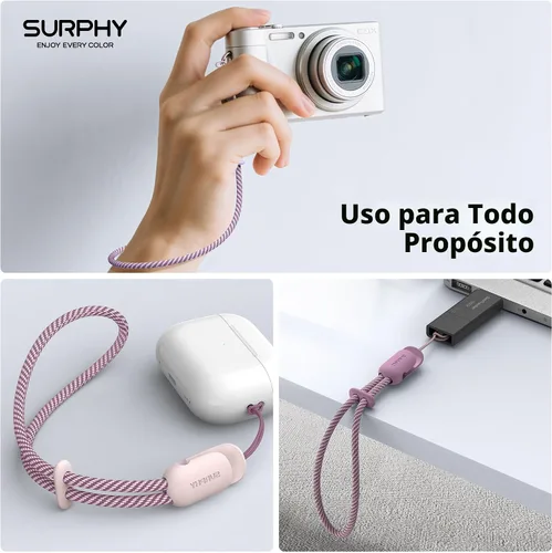 Vista 5 de SURPHY Paquete de 3 correas de muñeca para teléfono con lengüeta de sujeción para teléfono celular, correa para teléfono celular, correa para A