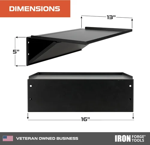 Vista 2 de Iron Forge Tools Estante lateral universal para caja de herramientas – 16 x 12 pulgadas. Accesorios para carrito de herramientas plegable Bandeja