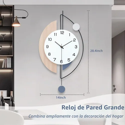 Vista 5 de Dankeit Reloj de Pared, Relojes de Pared Decorativos Grandes con Péndulo, Funciona con Pilas, Reloj de Pared de Cuarzo de Calidad Silenciosa
