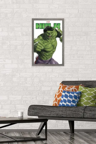 Vista 2 de Trends International Marvel Comics Hulk Feature Series - Póster de pared, 22.4 pulgadas de largo x 14.7 pulgadas, versión enmarcada de madera