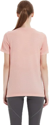 Vista 4 de Hooxum Camisetas básicas para mujer, cuello redondo, manga corta, secado rápido, camisetas de entrenamiento para yoga