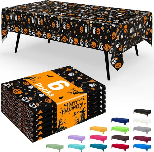 Vista 118 de Smiry - Juego de 6 manteles desechables, 54 x 78 pulgadas, manteles impermeables rectangulares para fiestas, cubierta de mesa de plástico