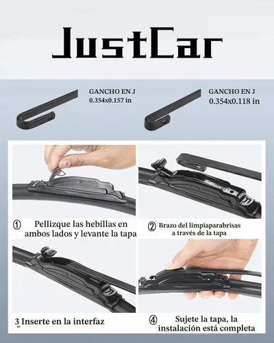 Vista 6 de JustCar - 3 limpiaparabrisas para Jeep Wangler 2007-2017 y Jeep Wrangler JK 2008-2018, repuesto de equipo original - 15, 15 y 12E pulgadas - juego