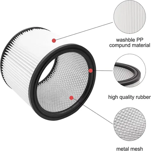 Vista 6 de Filtro de repuesto compatible con Shop-Vac 90304 90107 90350 90585, paquete