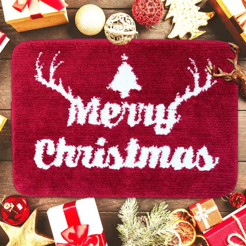 Vista 8 de Decoraciones de Feliz Navidad, alfombras de baño rojas, bonita decoración navideña, tapetes de baño para baño, parte trasera antideslizante, lavable