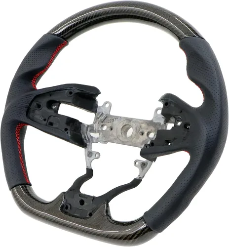Vista 12 de IKON MOTORSPORTS, Volante compatible con Honda Civic de 10ª generación 2016-2021, volante de fibra de carbono sintética tipo ante con costuras rojas