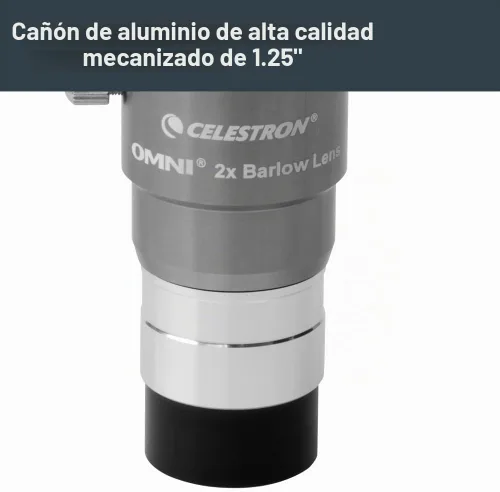 Vista 6 de Celestron 93326 Lente Barlow Omni, plateado, 2 x 1,25 pulgadas Doubles Eyepiece Magnification, Fully Multi-Coated Optics, Precision Machined