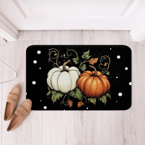 Vista 12 de Erosebridal Thanksgiving Turkey Bathroom Rugs - Fall Leaves Pumpkin Bath Mat for Kids Adults, Vintage Autumn Harvest Door Mat 16 x 24 Inch Rustic