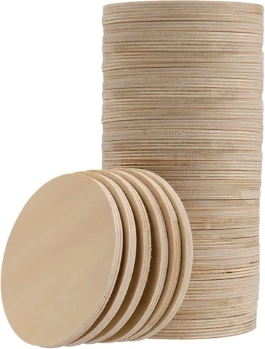 Vista 8 de SINJEUN Paquete de 30 discos cuadrados de madera sin terminar de 4 pulgadas, discos de madera de 1/4 pulgadas de grosor, recortes de madera