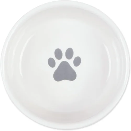 Vista 2 de Bone Dry Dog Show - Cuenco de cerámica para mascotas, pequeño, 4.25 x 2, gris y blanco, 2
