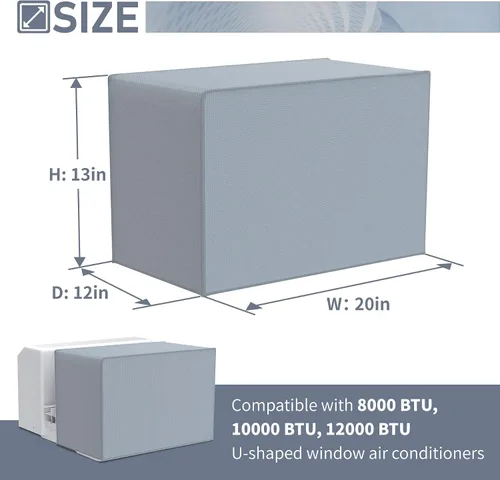 Vista 3 de Flamorrow Cubierta de aire acondicionado para unidad de ventana en forma de U 8000, 10000, 12000 BTU, 600D resistente al agua, en forma de U