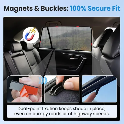 Vista 6 de KUST Persianas de ventana de automóvil para Toyota 4Runner 2011-2023, accesorios de malla transpirable, cubiertas magnéticas de malla transpirable