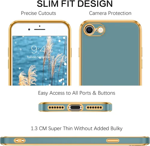 Vista 2 de VENINGO Funda para iPhone SE, iPhone 7/8, TPU suave y delgada con pulsera ajustable, resistente a los arañazos y a prueba de golpes, funda