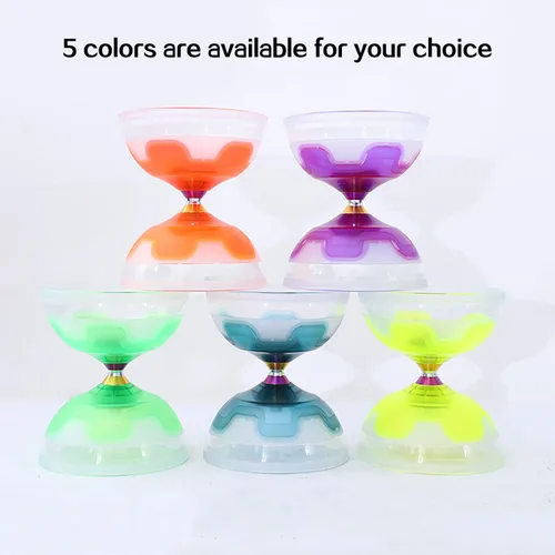 Vista 2 de Juego de diábolo yoyo chino, triple rodamientos Diábolo, yoyos chinos, diábolo LED colorido con palos de diablo, cuerda de diábolo y bolsa de red