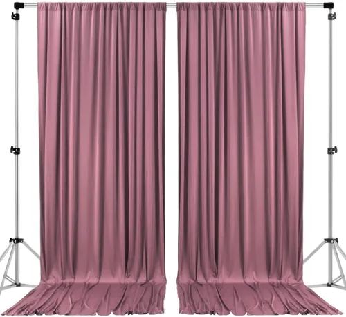 Vista 33 de AK TRADING CO. Cortinas de telón de fondo de poliéster beige de 10 x 10 pies con bolsillos para varillas - Cortinas para decoración de ventanas