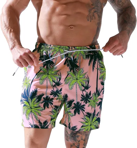 Vista 3 de Tisoloow Traje de baño para hombre, de secado rápido, para playa, con forro de malla y bolsillos