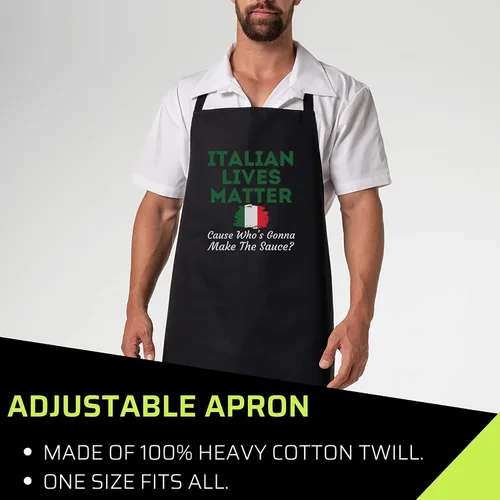 Vista 2 de Delantal negro de comida - Funny Italian Lives Matter Cook Novedad Italia Bandera Camiseta Negro Delantales de cocina, Negro
