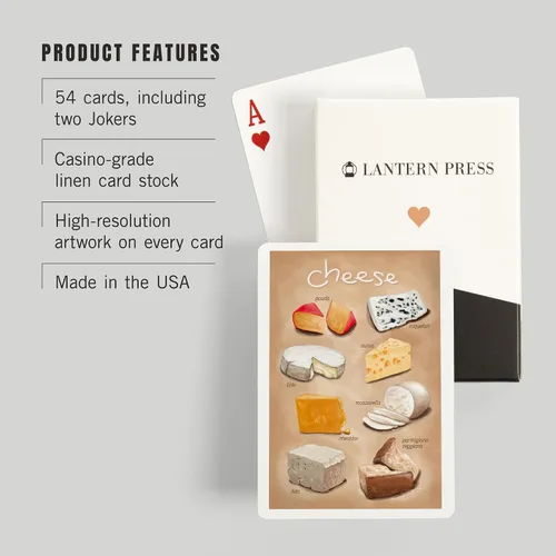 Vista 3 de Lantern Press Variedades de queso (52 cartas de juego, baraja de cartas de tamaño póquer con comodinos)