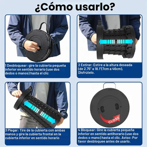 Vista 6 de Taburete plegable mejorado de 18.1 pulgadas con correa ajustable, taburete plegable ligero, capacidad de carga de 600 libras, taburete de campamento