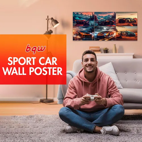 Vista 2 de bqw Póster de arte de pared de Supercar – Impresión sin marco de 17 x 11 pulgadas para habitación de niños, cueva de hombre o dormitorio adolescente