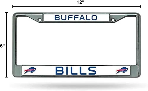Vista 2 de Marco cromado para matrícula de automóvil, diseño de la NFL, Plateado