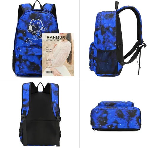Vista 8 de Mochila escolar para niños, mochila escolar para niños, primaria, primaria, secundaria, con bolsa de almuerzo y estuche para lápices, mochila ligera