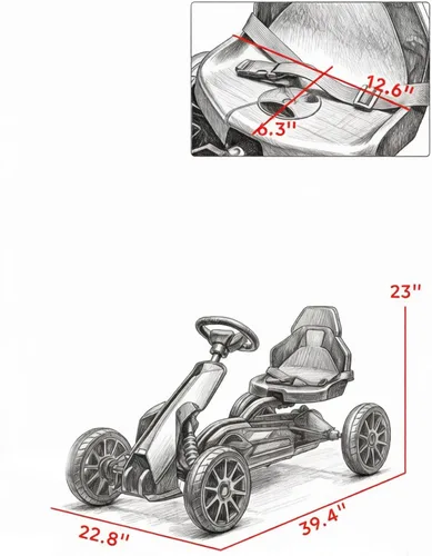 Vista 2 de Go Kart con pedal para niños, auto de 4 ruedas para niños y niñas de 3 a 8