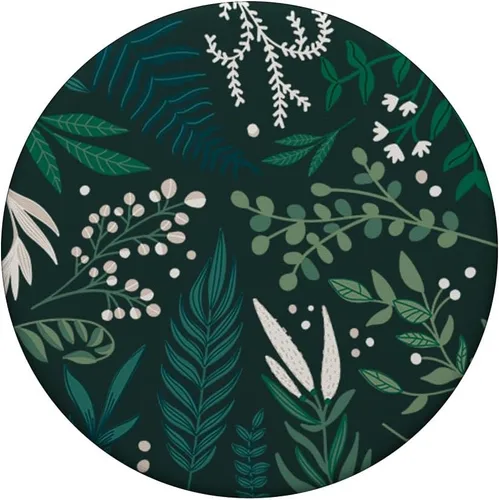 Vista 3 de Follaje botánico verde de helecho y bayas blancas patrón floral PopSockets intercambiables PopGrip
