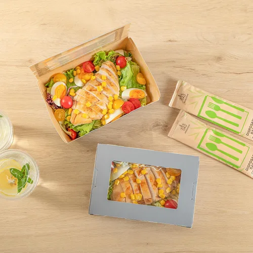 Vista 6 de Restaurantware Cafe Vision - Cajas desechables de 42 onzas para llevar, 200 cajas de papel para alimentos, bloqueo de bisagra, resistente a
