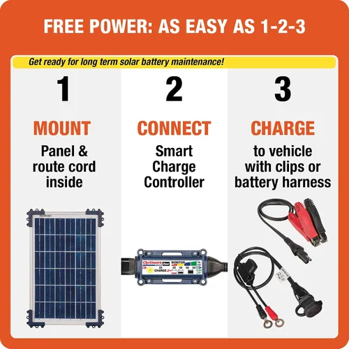 Vista 6 de Optimate Solar Duo 10 W, TM522-D1, 6 pasos 12 V/12.8 V 0.83 A resistente a la intemperie, cargador y mantenedor de ahorro de batería solar