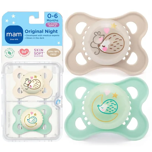Vista 9 de MAM Chupetes Originales de Día y Noche, Chupete Binky de 0 a 6 Meses, Silicona Sin BPA, Brilla en la Oscuridad, Mejor para Bebés Recién Nacidos
