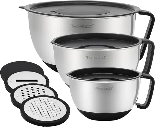 Vista 10 de Boles con boquilla antigoteo, antiderrapante, de acero inoxidable, con mango y tapa. Set de 3 unidades., Negro Non-Slip Silicone Base,Precision