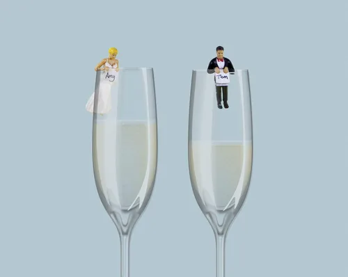 Vista 5 de NPW - Drinking Buddies - Marcador para copas de cóctel y vino, juego de 2, Happy Couple
