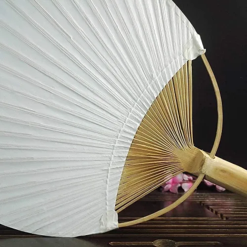Vista 6 de 2 unids lote blanco ventilador de paleta - fiesta de papel decorativo eléctrico hogar portátil ventiladores de pared mano encaje japonés Cajón